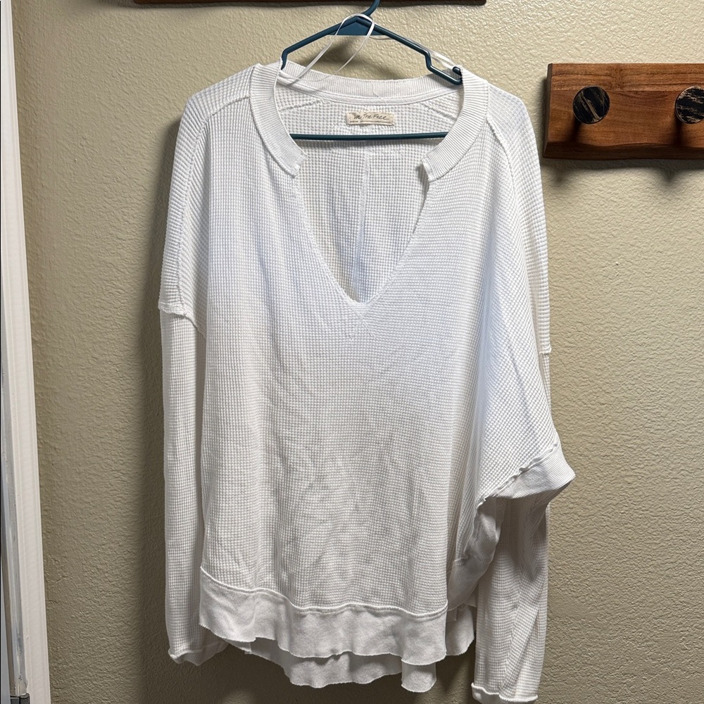 We The Free Cream Waffle Knit Top